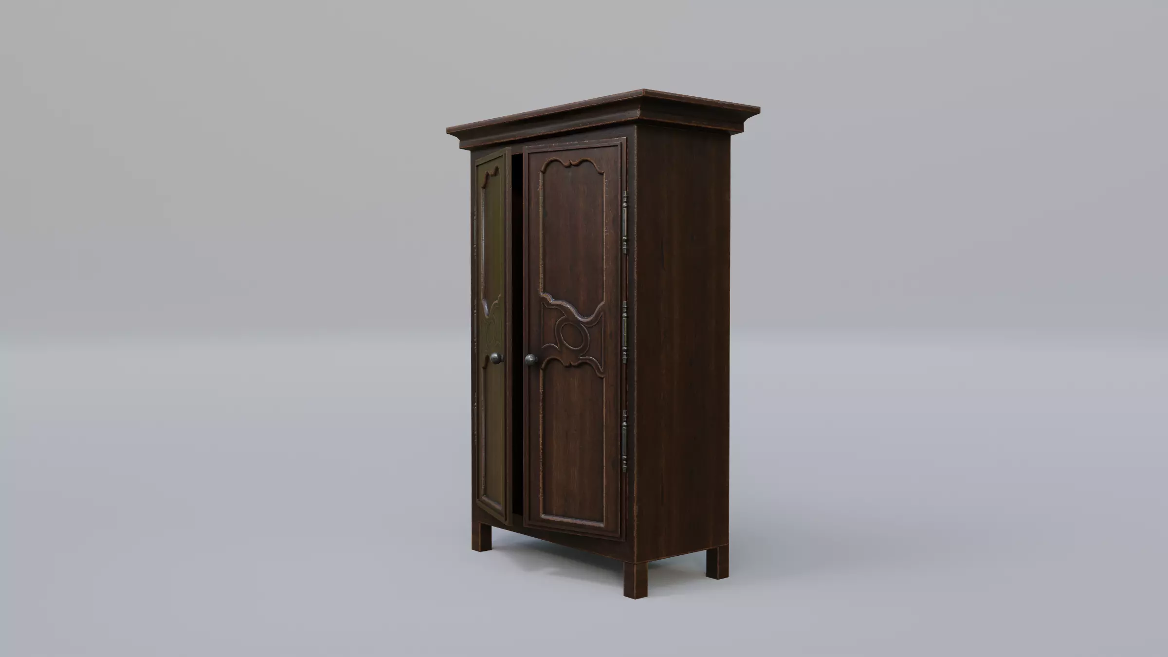 Wardrobe 2 antique cabinet Low-poly 3D model_0