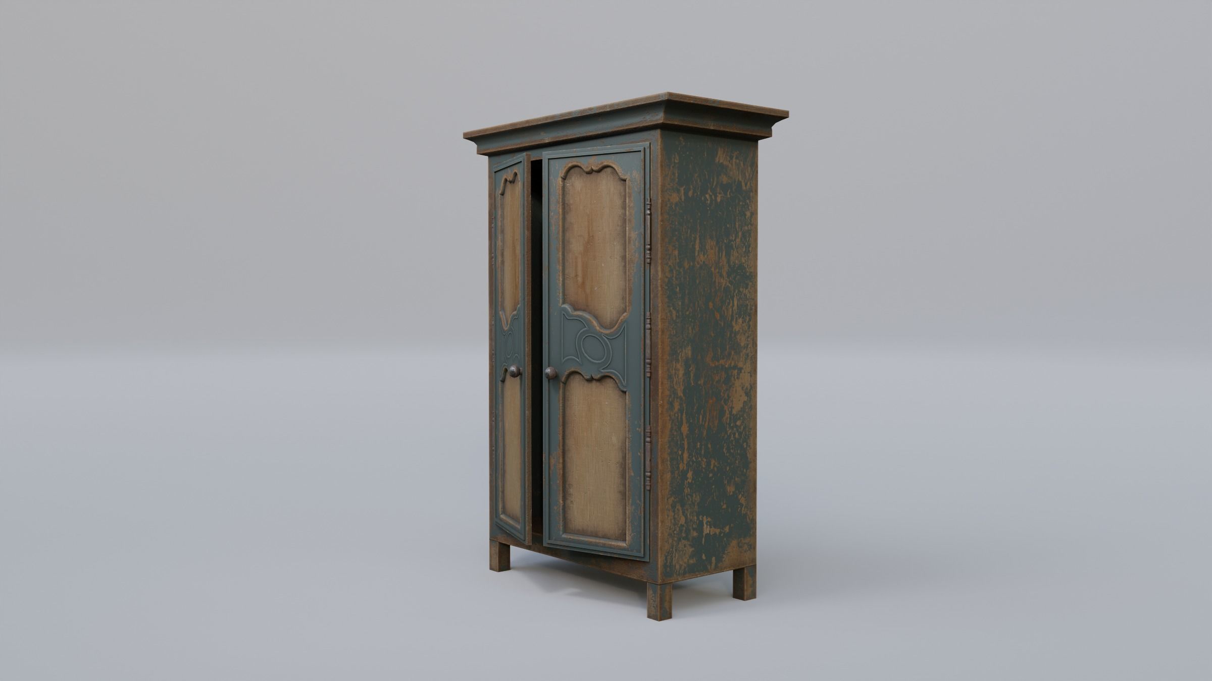 Wardrobe 2 antique cabinet Low-poly 3D model_11