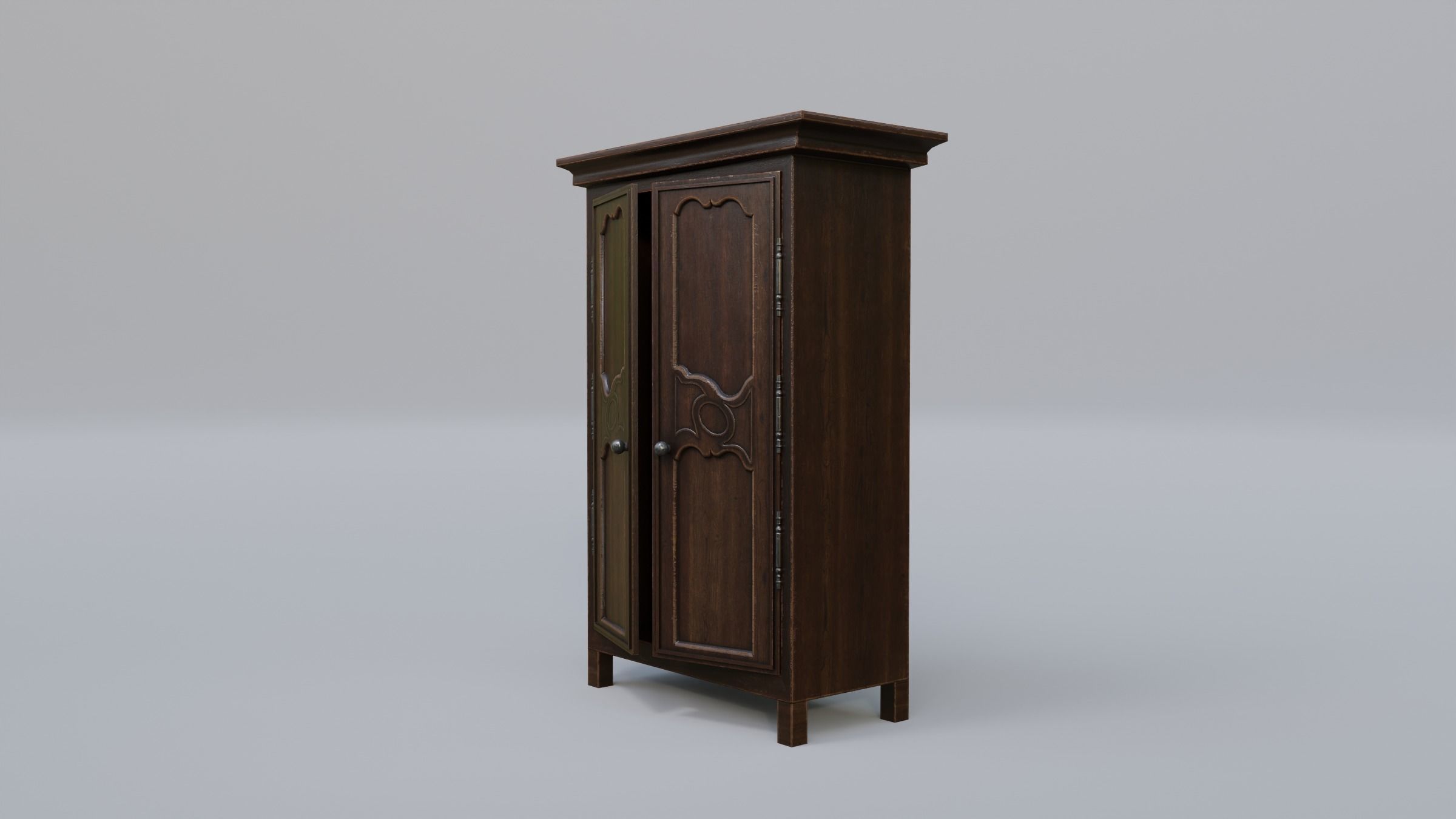 Wardrobe 2 antique cabinet Low-poly 3D model_7