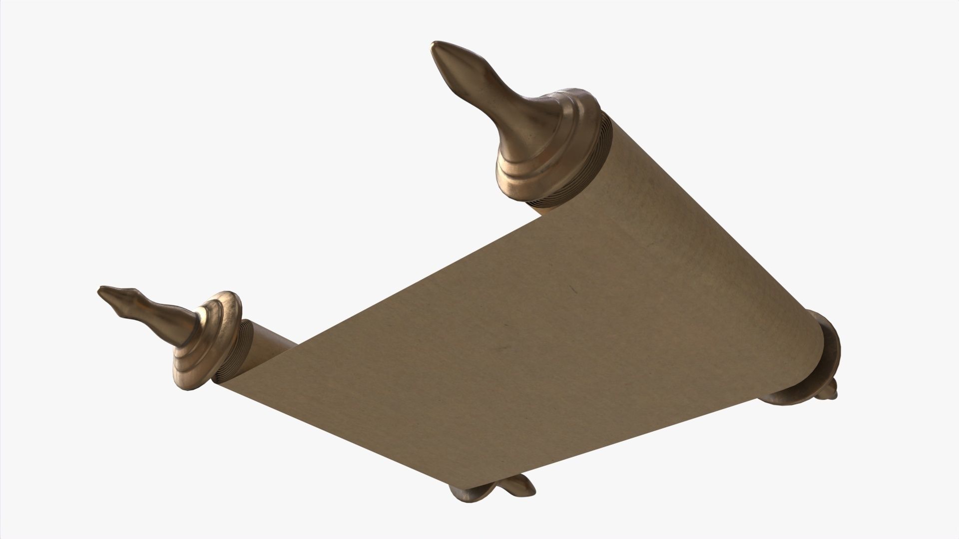 Ancient Scroll With Metal Rods blank 01 3D model_3