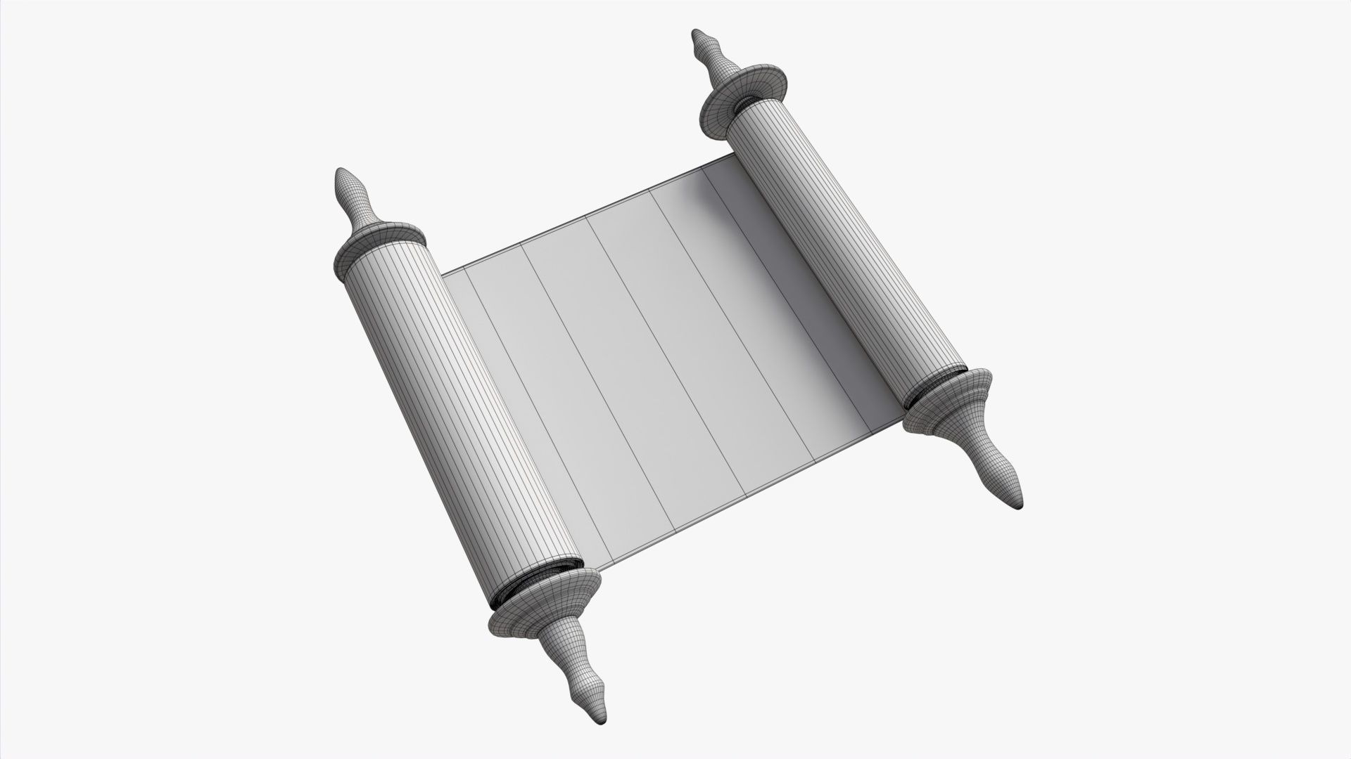 Ancient Scroll With Metal Rods blank 01 3D model_6