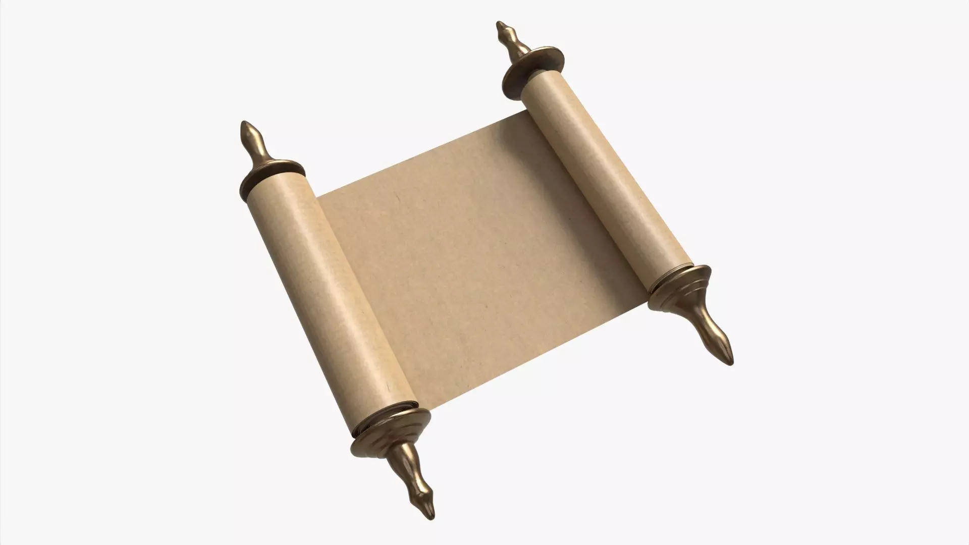 Ancient Scroll With Metal Rods blank 01 3D model_0
