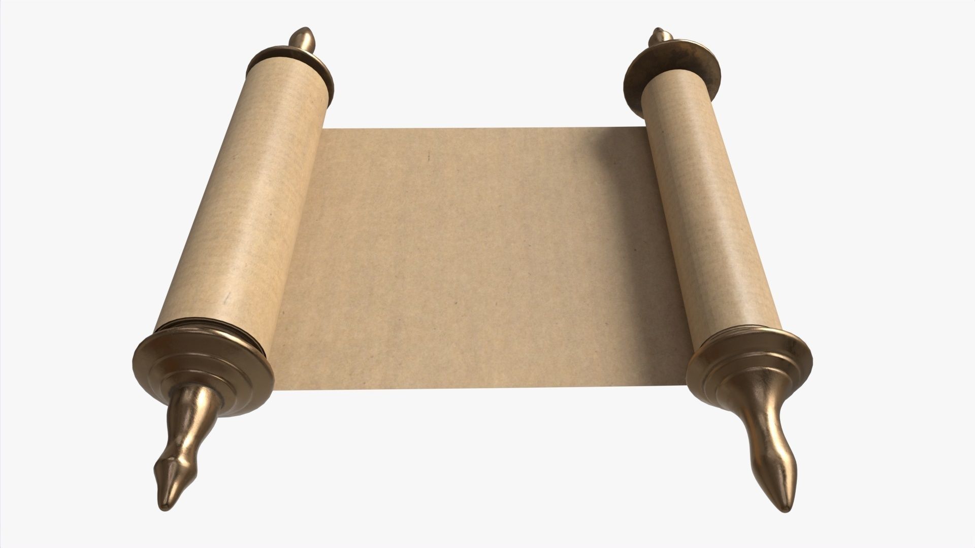 Ancient Scroll With Metal Rods blank 01 3D model_2