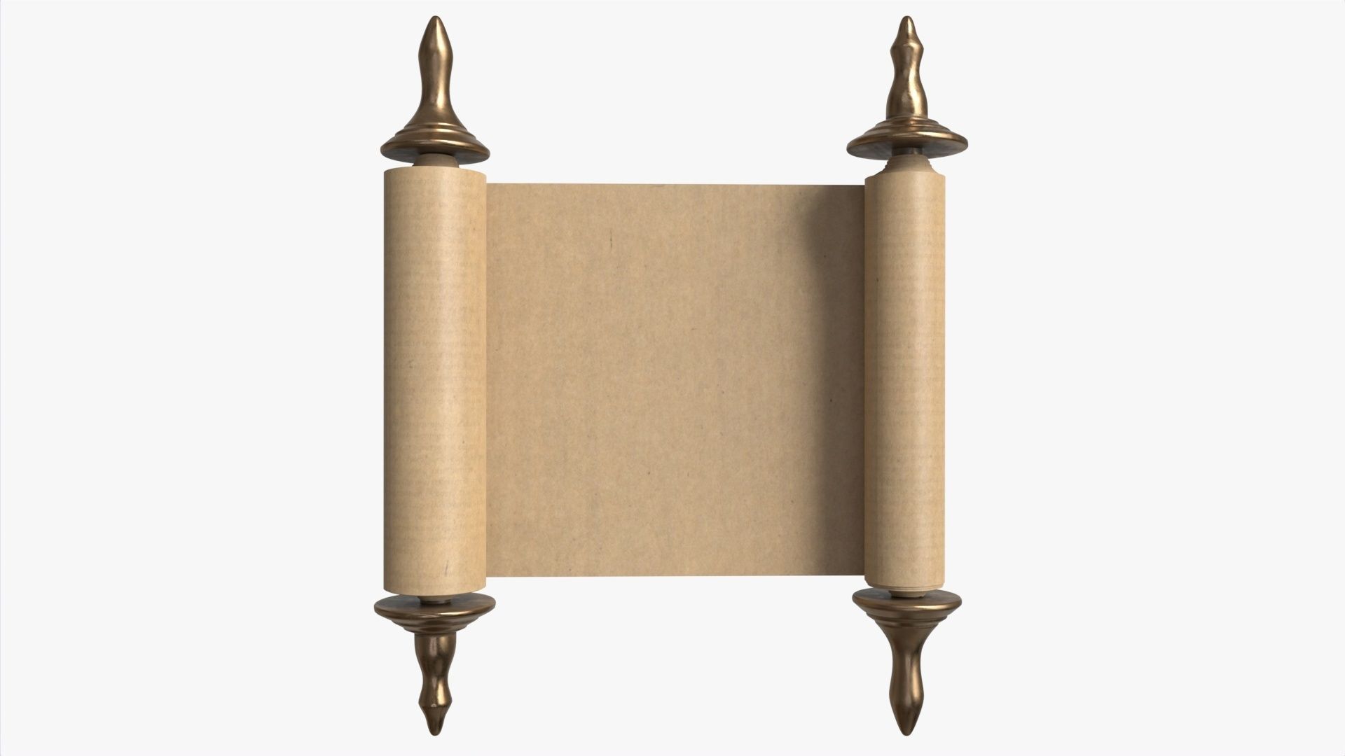Ancient Scroll With Metal Rods blank 01 3D model_1