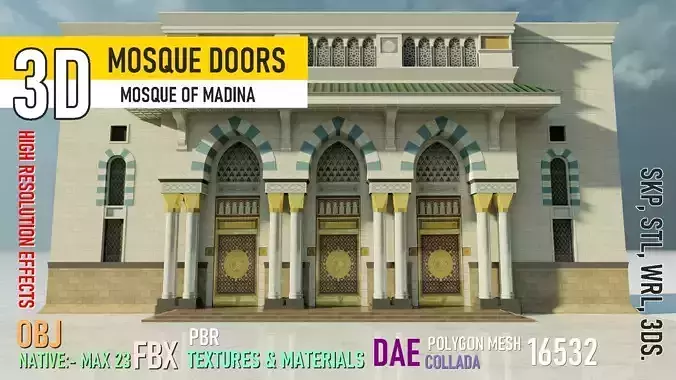 Mosque Entrance A Low-poly 3D model