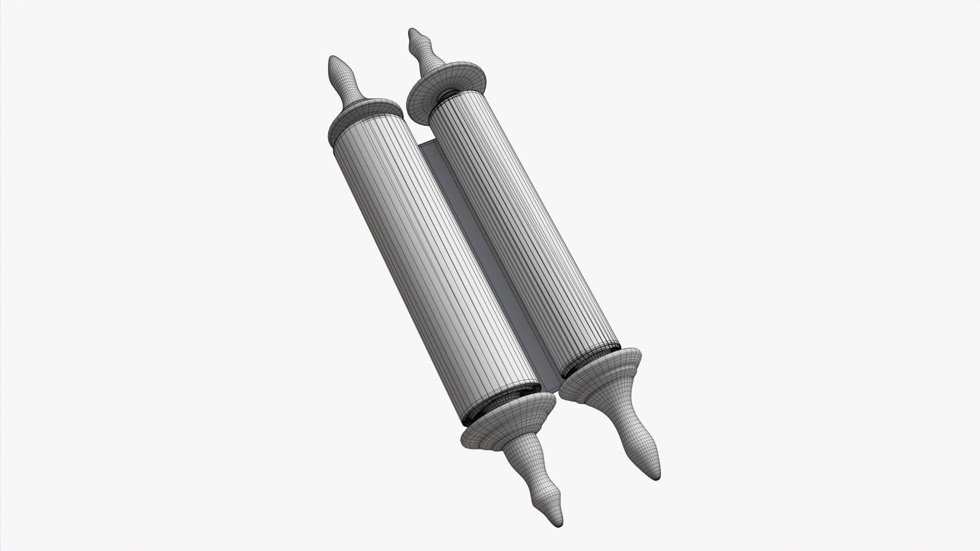 Ancient Scroll With Metal Rods blank 03 3D model_6