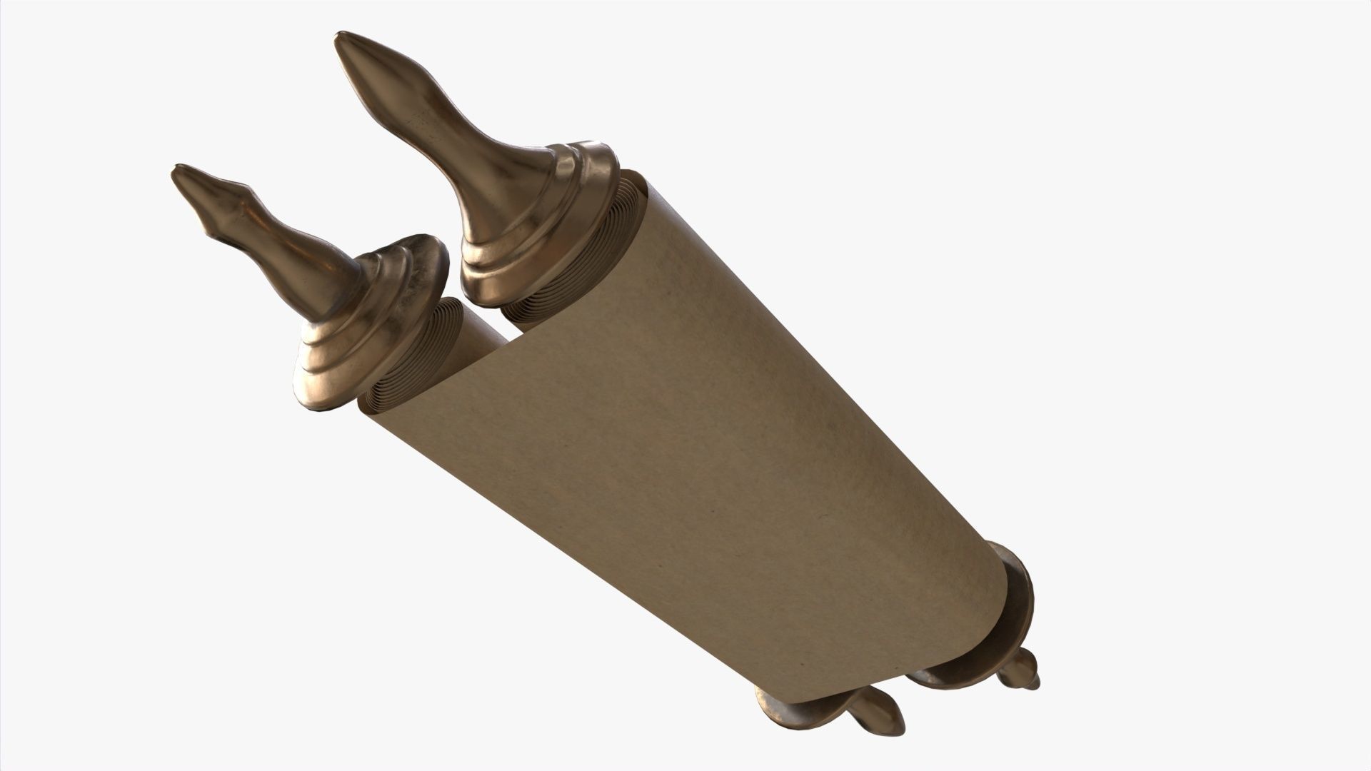 Ancient Scroll With Metal Rods blank 03 3D model_3