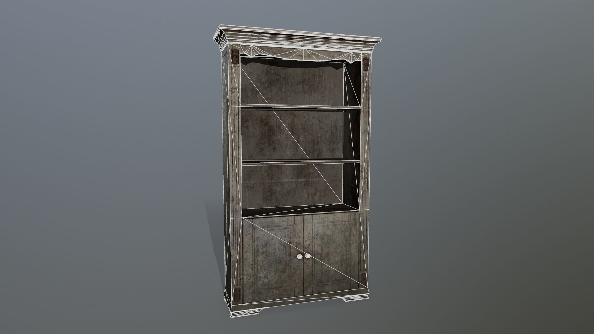 Cupboard 6 old wooden cabinet Low-poly 3D model_13