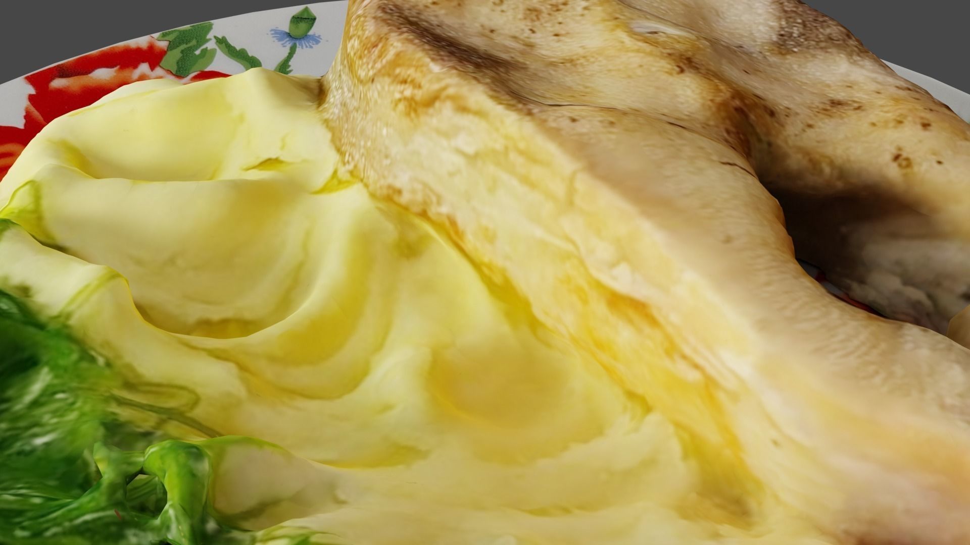 Fried Fish with Creamy Mashed Potatoes and Chukka Weed 3D model_4