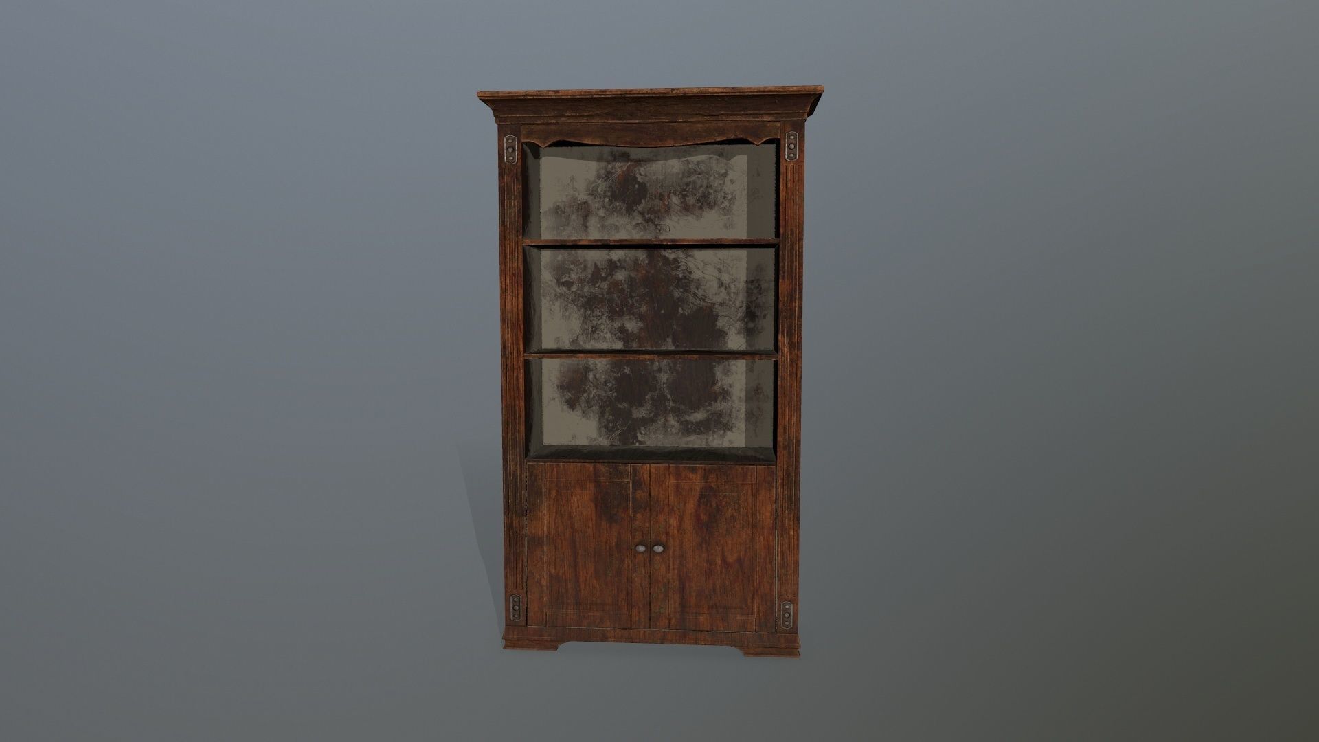 Cupboard 7 wooden bookcase Low-poly 3D model_11