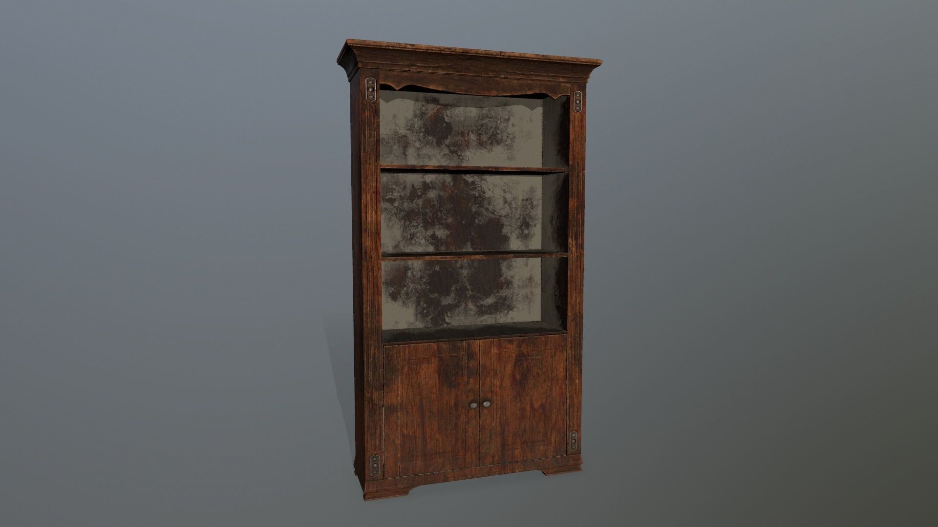 Cupboard 7 wooden bookcase Low-poly 3D model_1