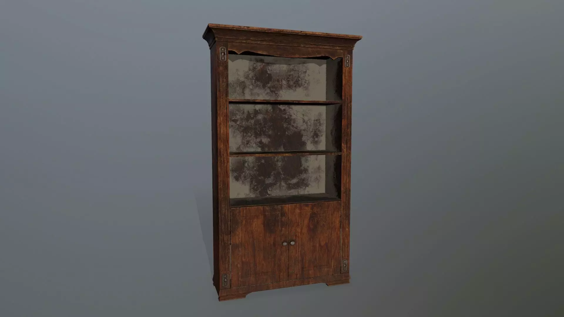 Cupboard 7 wooden bookcase Low-poly 3D model_0