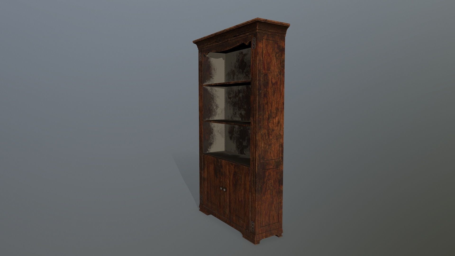 Cupboard 7 wooden bookcase Low-poly 3D model_10