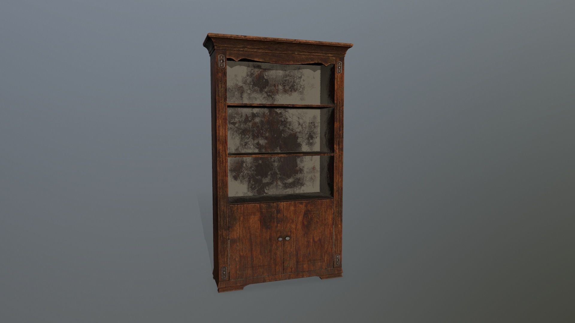 Cupboard 7 wooden bookcase Low-poly 3D model_2