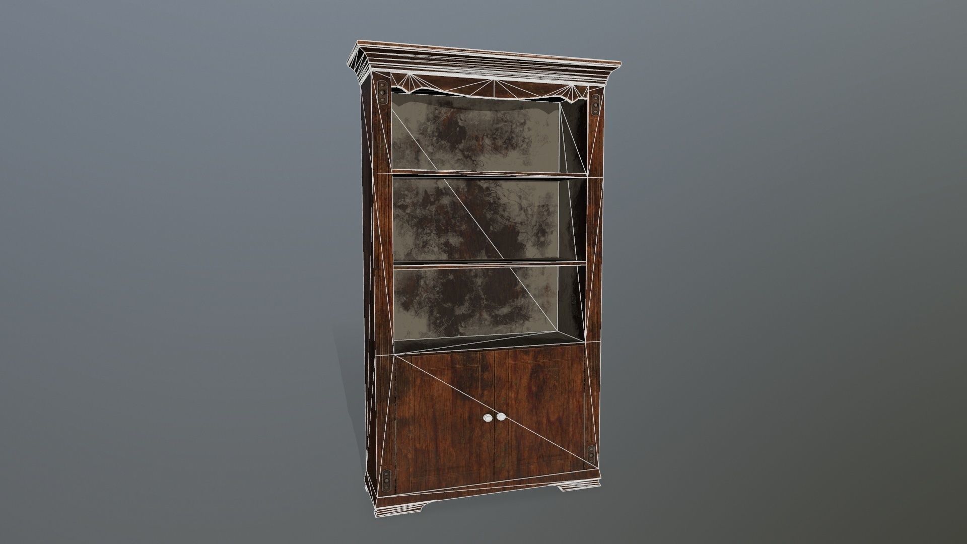 Cupboard 7 wooden bookcase Low-poly 3D model_14