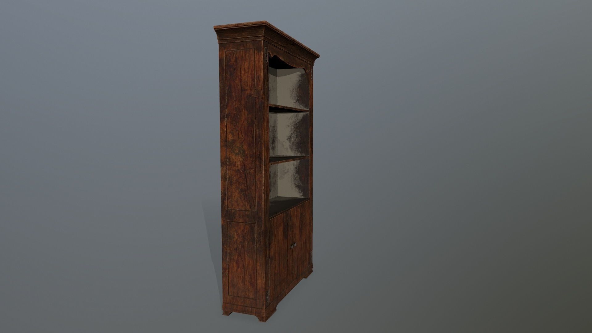Cupboard 7 wooden bookcase Low-poly 3D model_4