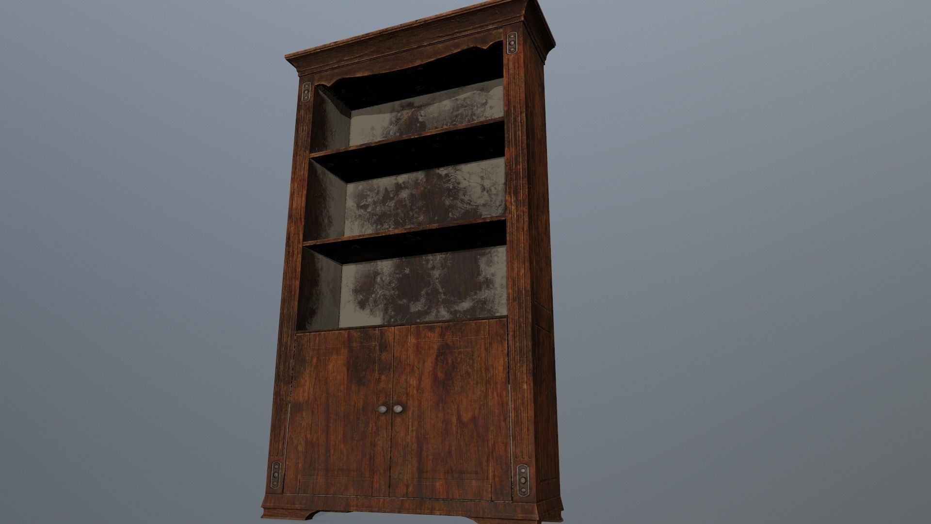 Cupboard 7 wooden bookcase Low-poly 3D model_3