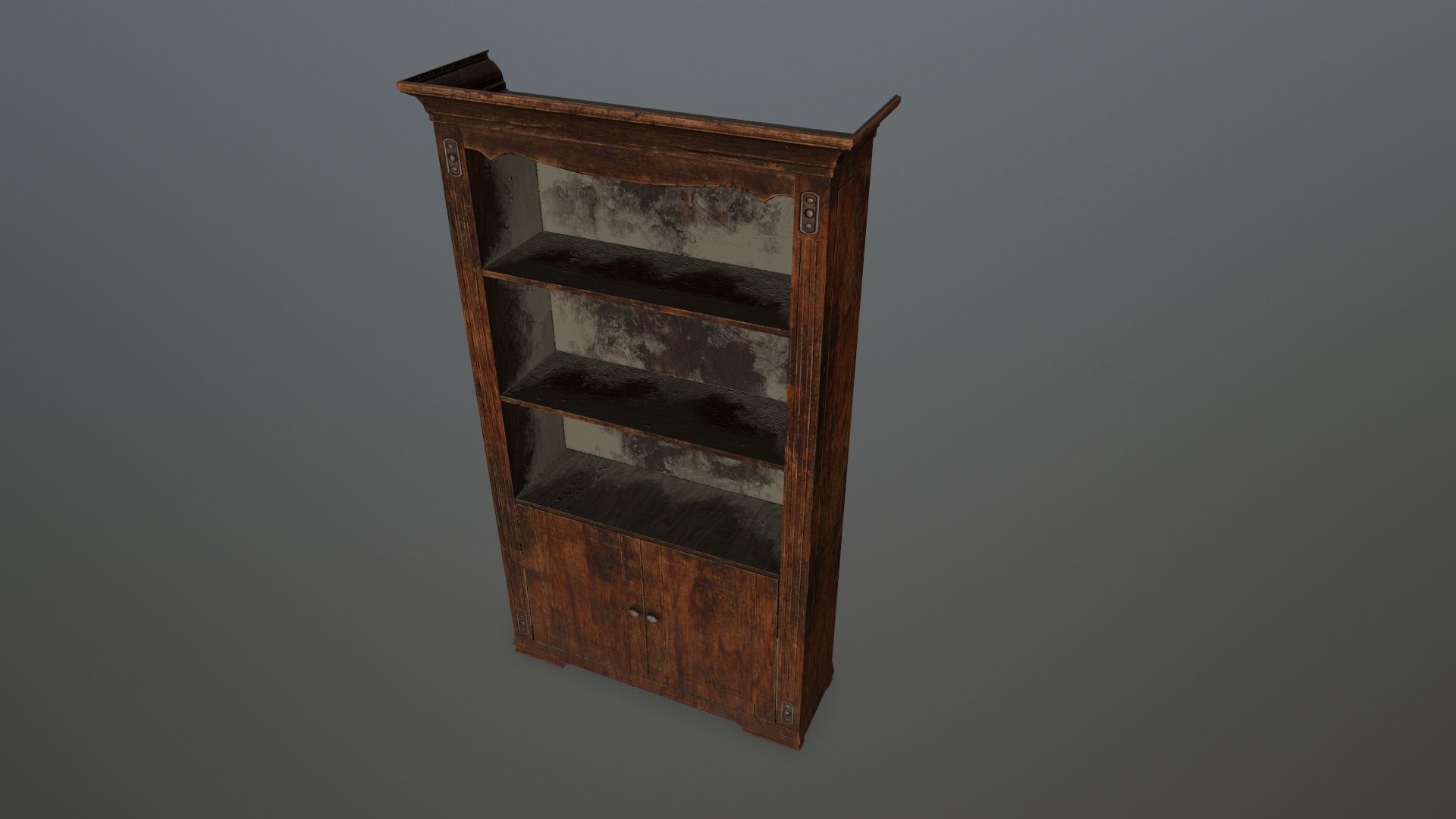 Cupboard 7 wooden bookcase Low-poly 3D model_12