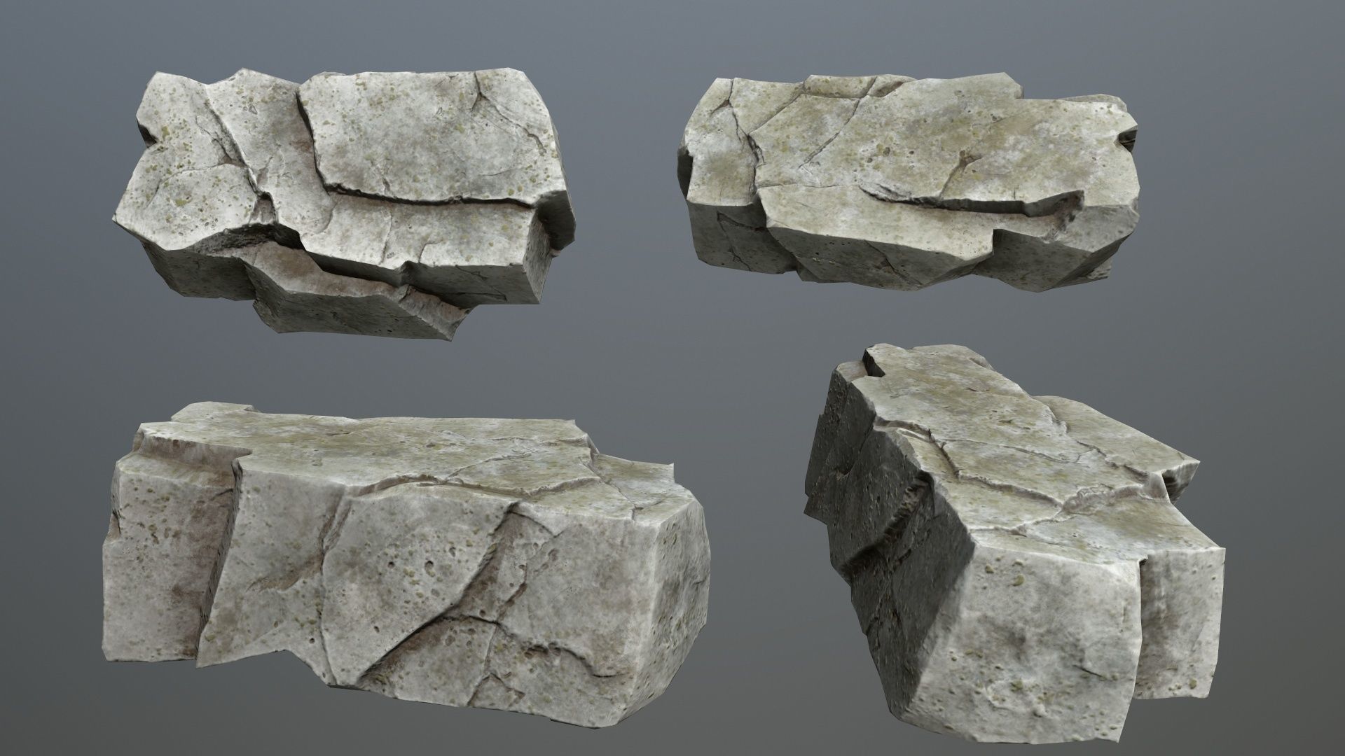 Rock Set 5 Low-poly 3D model_2