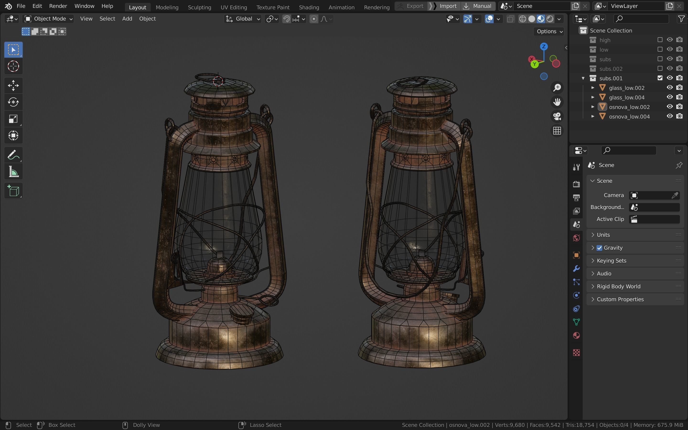Oil lantern Low-poly 3D model_37