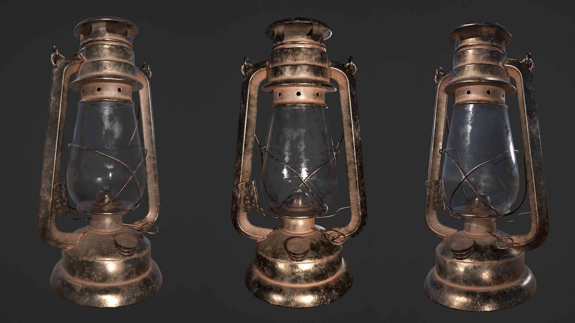 Oil lantern Low-poly 3D model_2