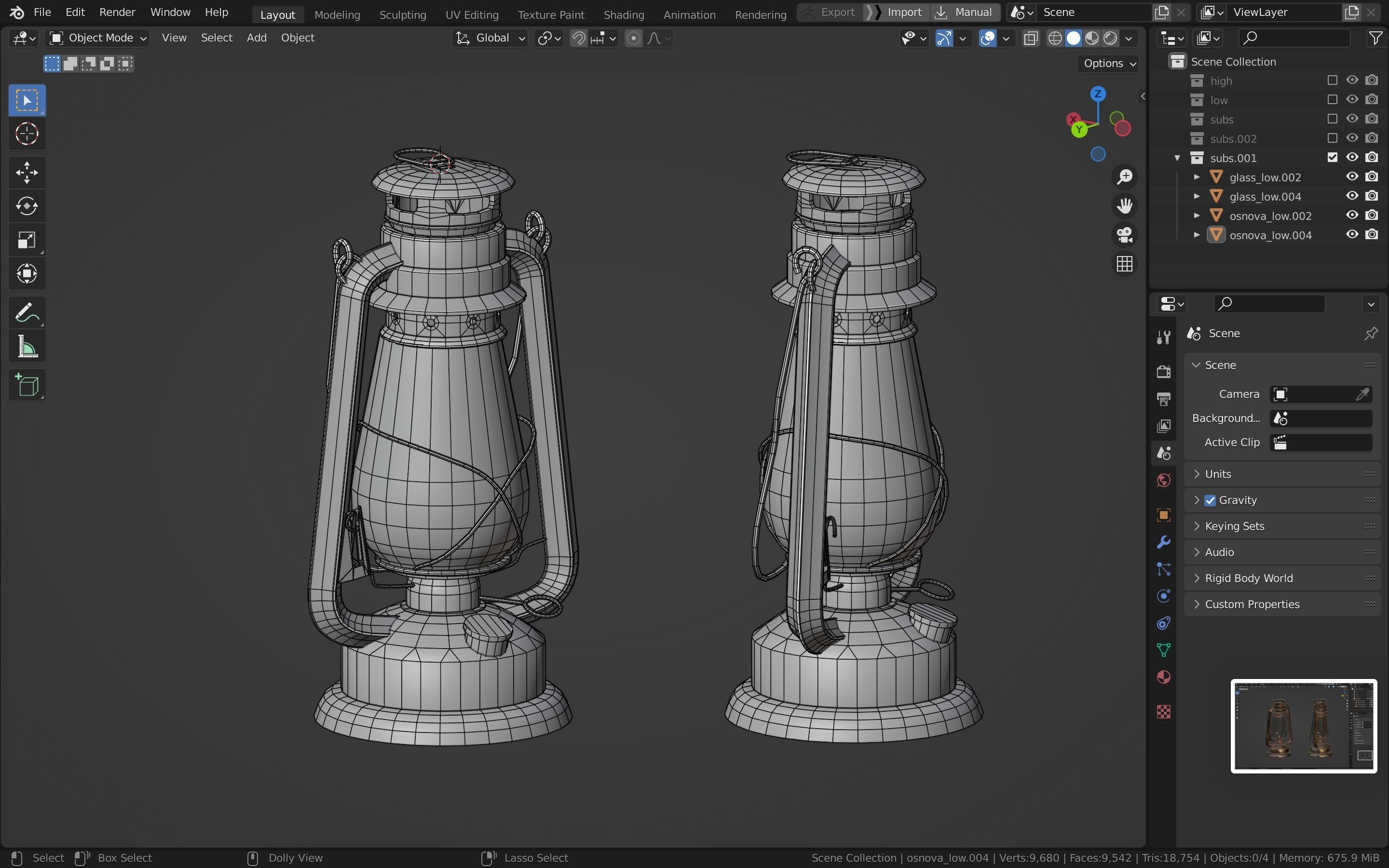 Oil lantern Low-poly 3D model_40