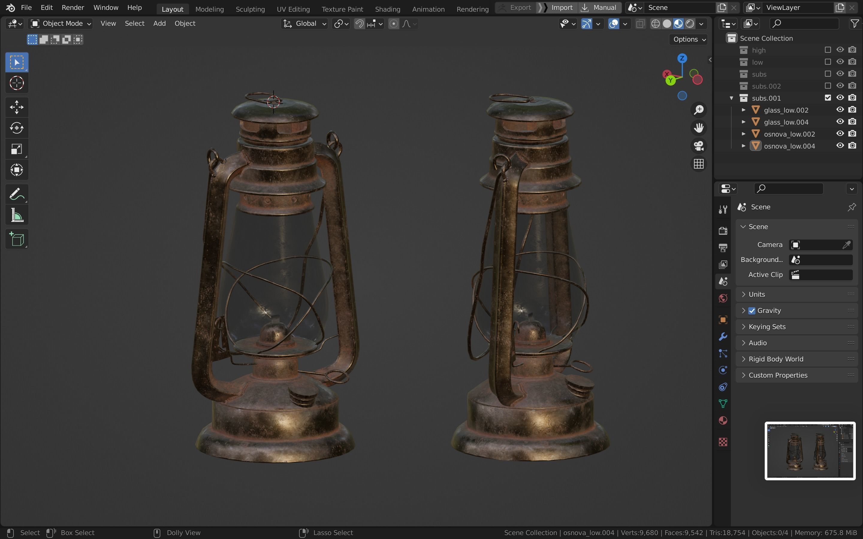 Oil lantern Low-poly 3D model_39