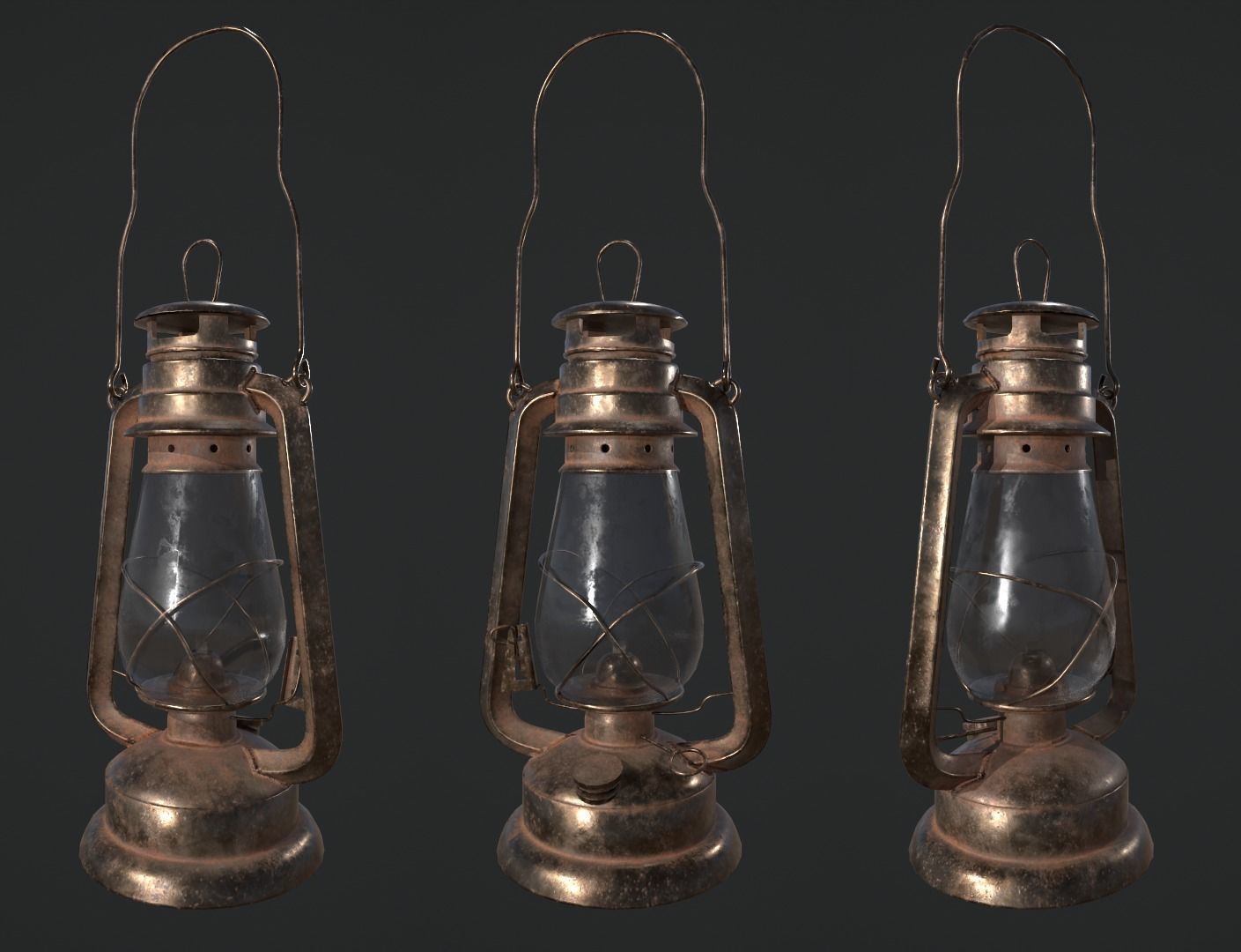 Oil lantern Low-poly 3D model_6