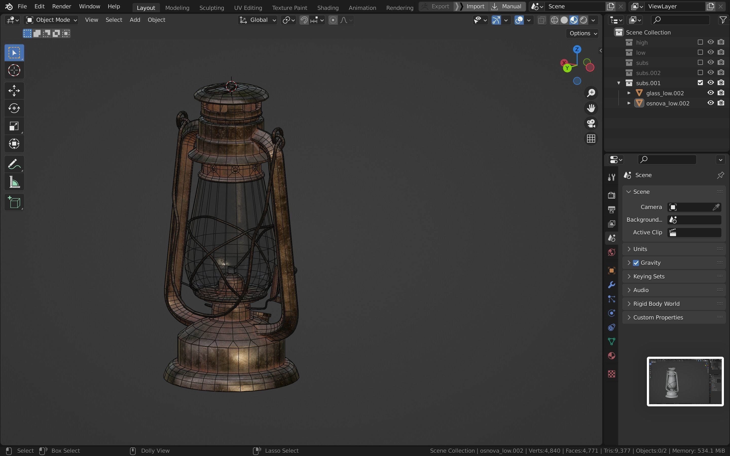 Oil lantern Low-poly 3D model_33
