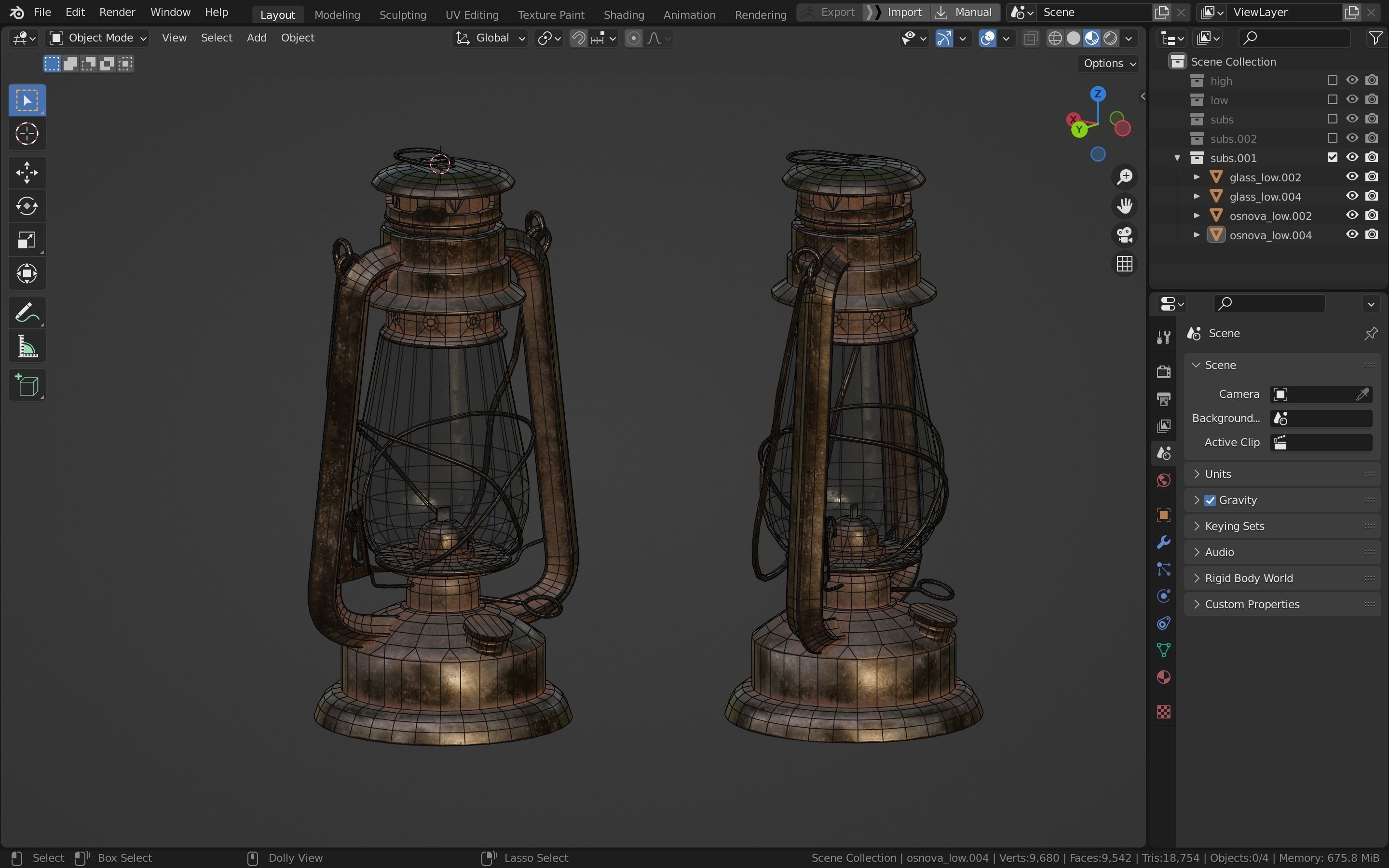 Oil lantern Low-poly 3D model_38