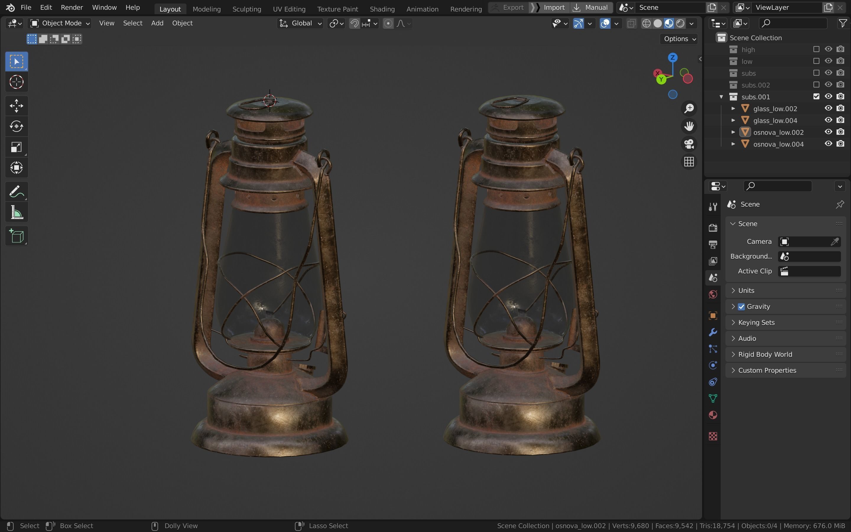 Oil lantern Low-poly 3D model_34