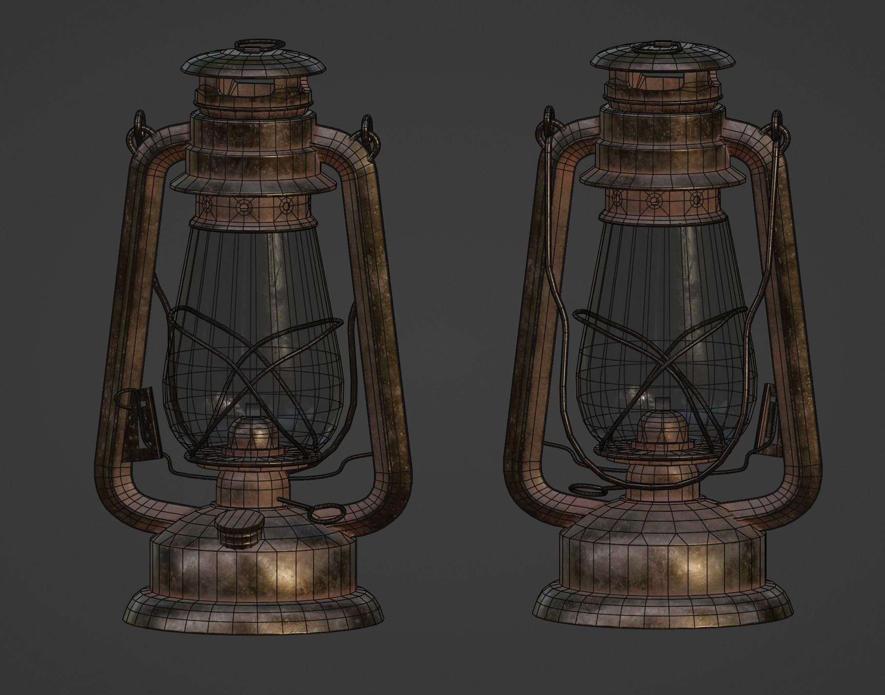 Oil lantern Low-poly 3D model_28