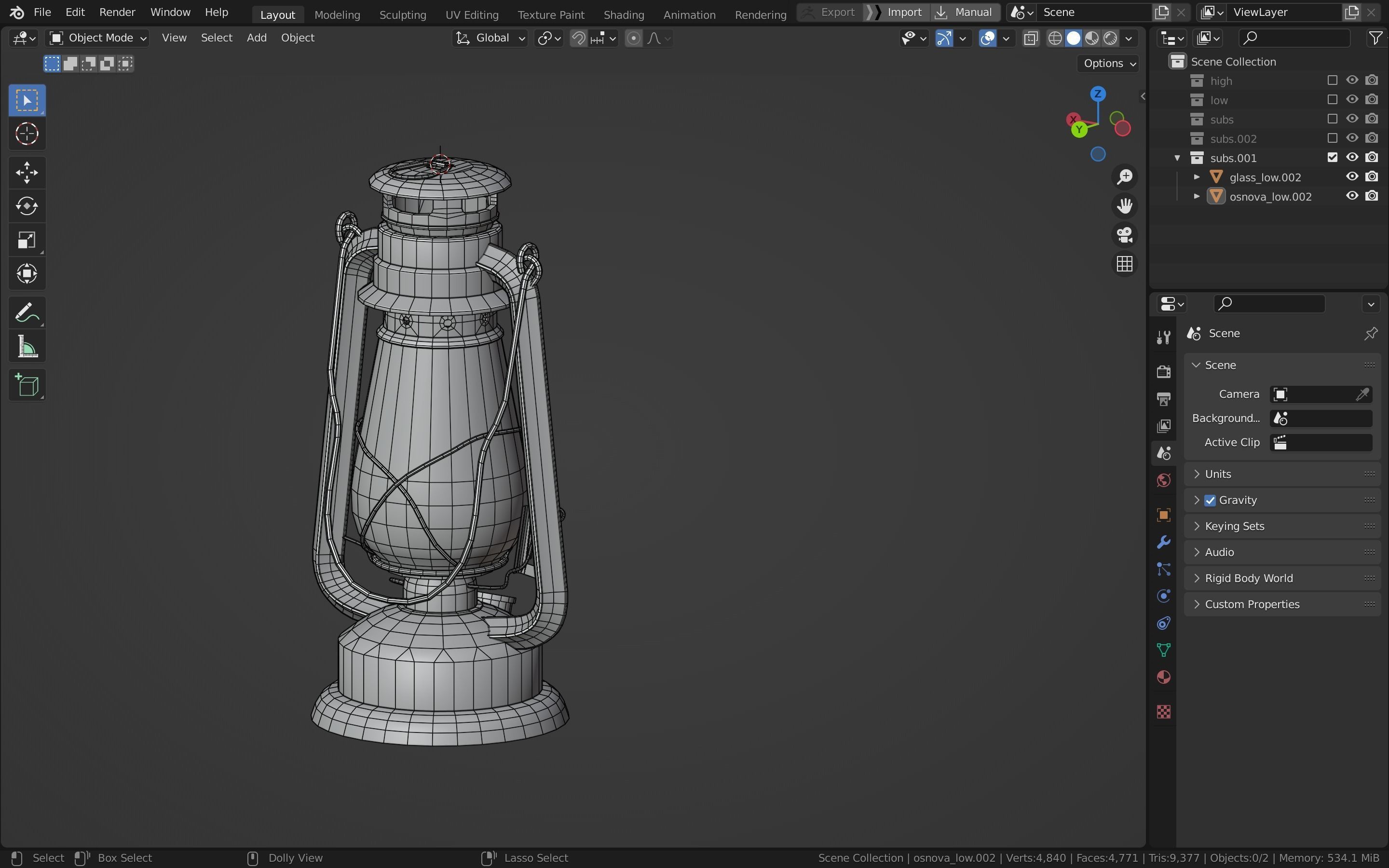 Oil lantern Low-poly 3D model_32
