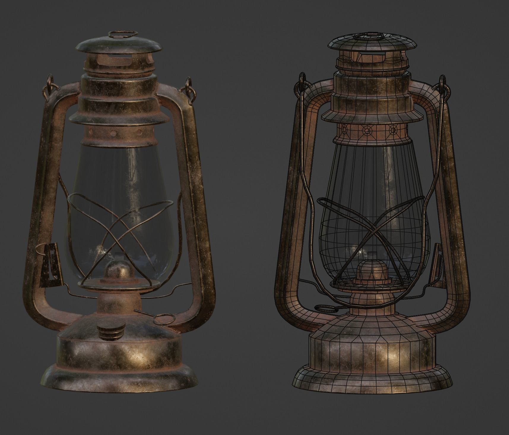 Oil lantern Low-poly 3D model_21