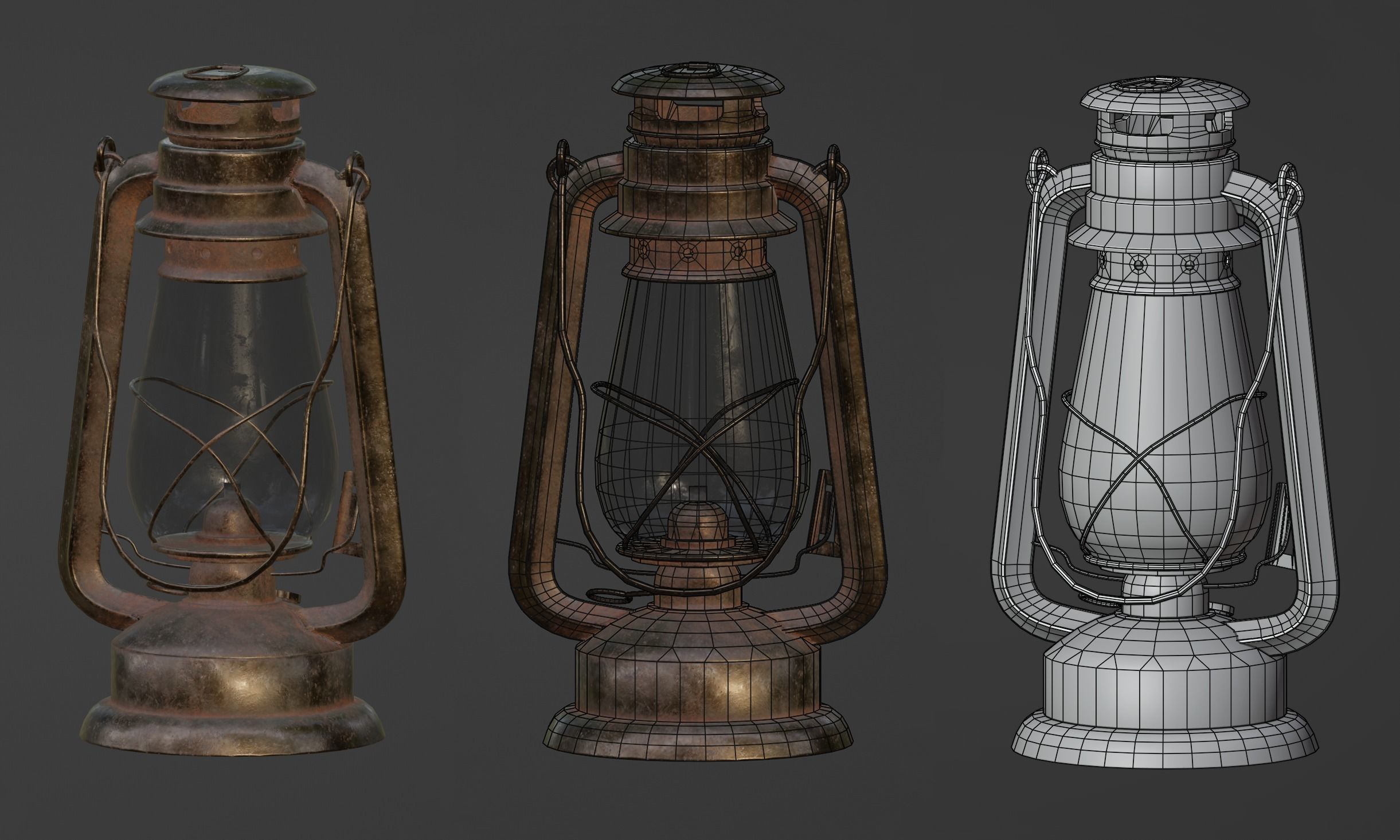 Oil lantern Low-poly 3D model_17