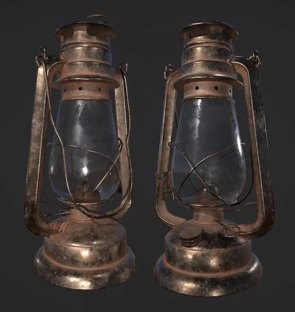 Oil lantern Low-poly 3D model_0