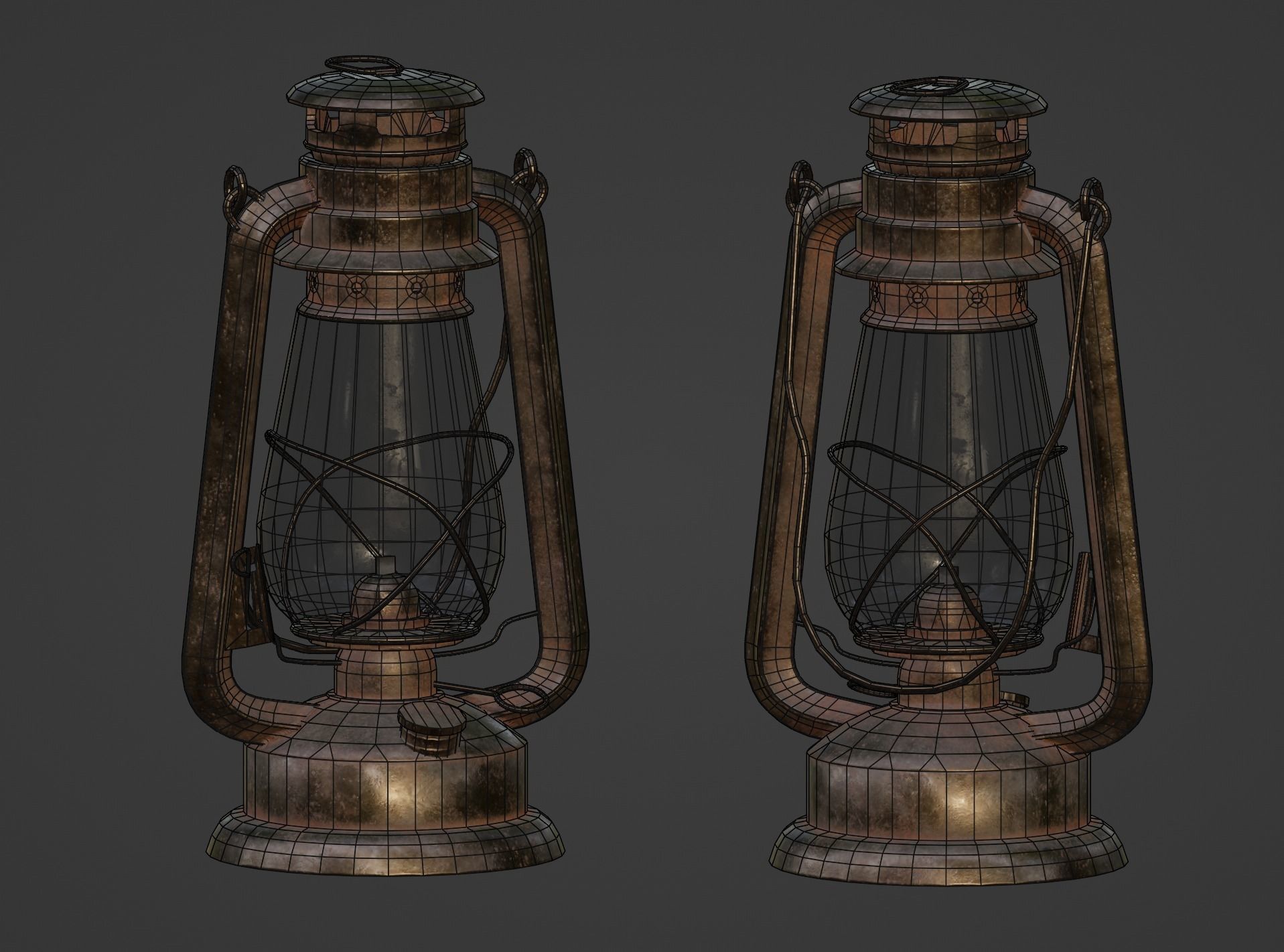 Oil lantern Low-poly 3D model_27