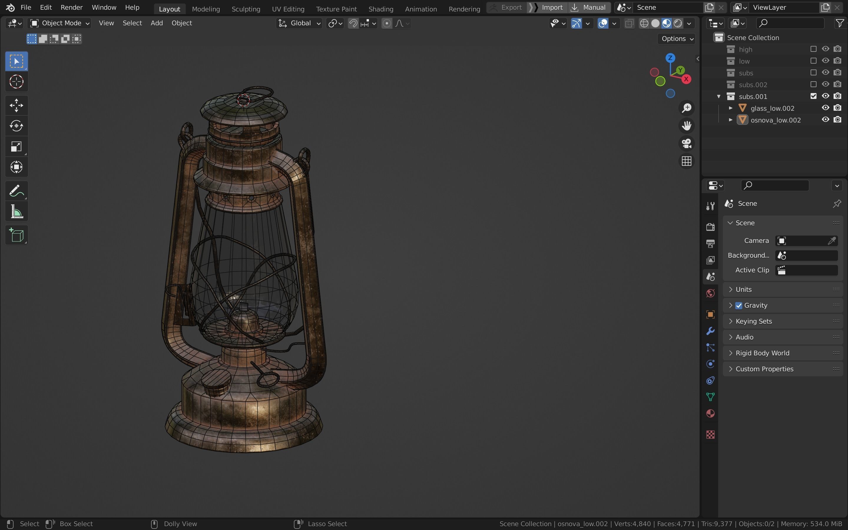 Oil lantern Low-poly 3D model_30