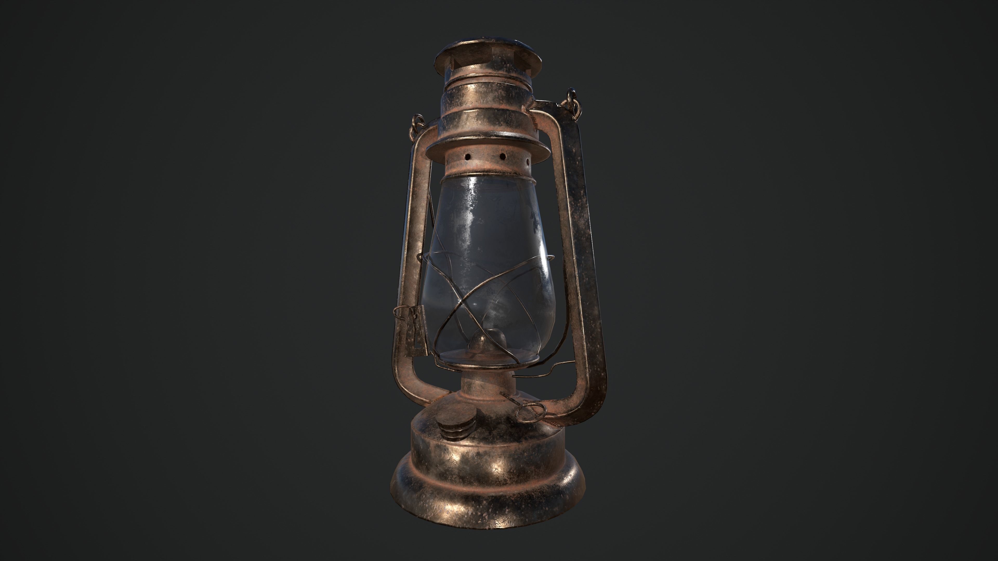 Oil lantern Low-poly 3D model_3