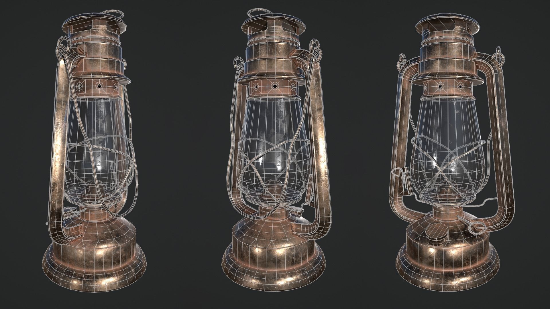 Oil lantern Low-poly 3D model_18