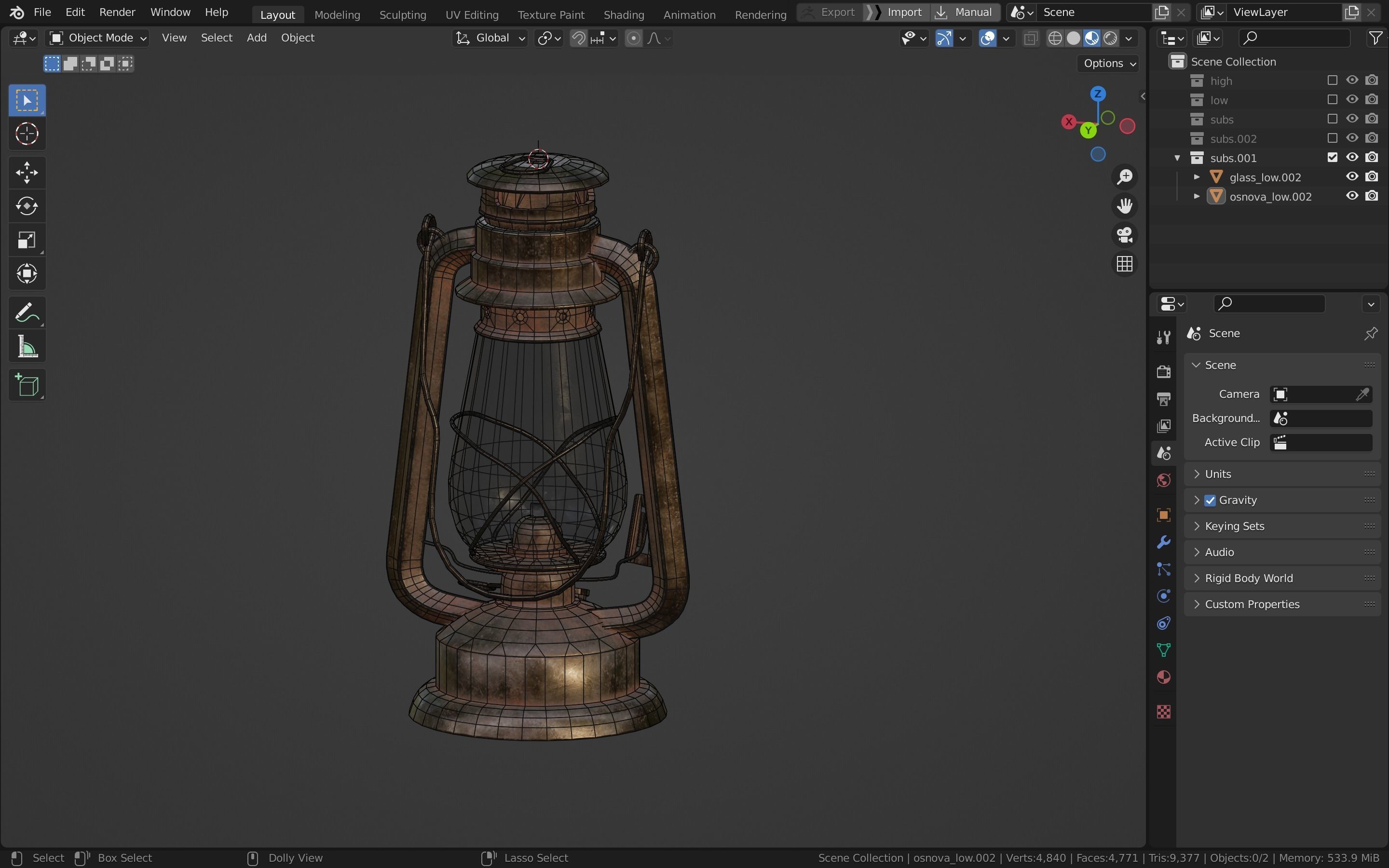 Oil lantern Low-poly 3D model_31