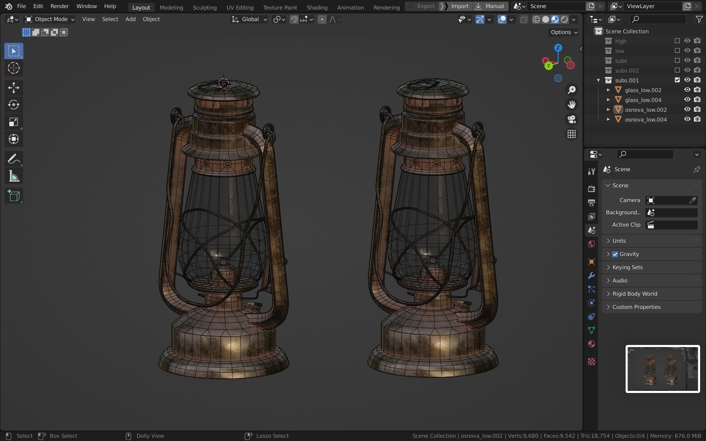 Oil lantern Low-poly 3D model_35