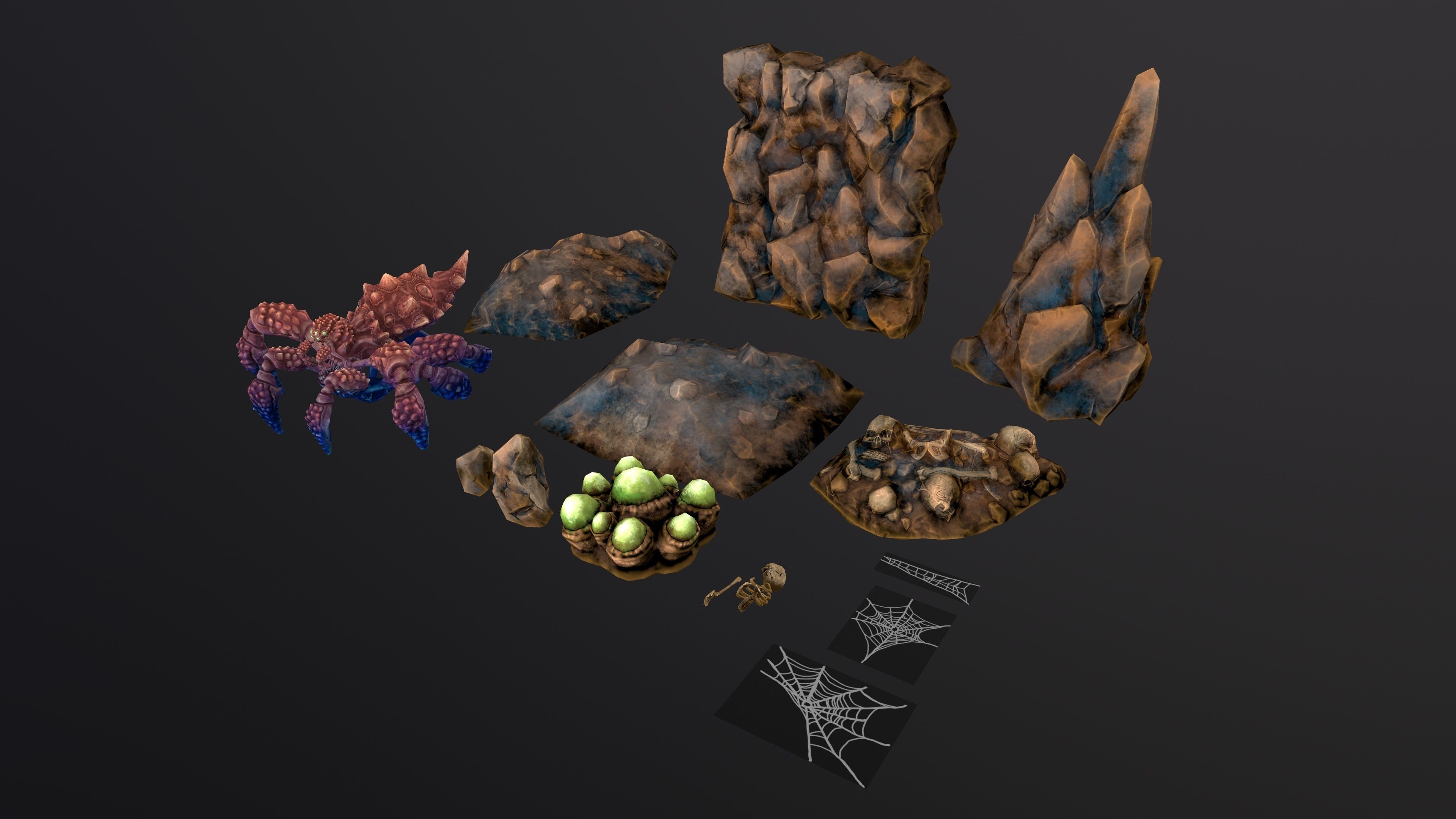 Spider nest asset Low-poly 3D model_4