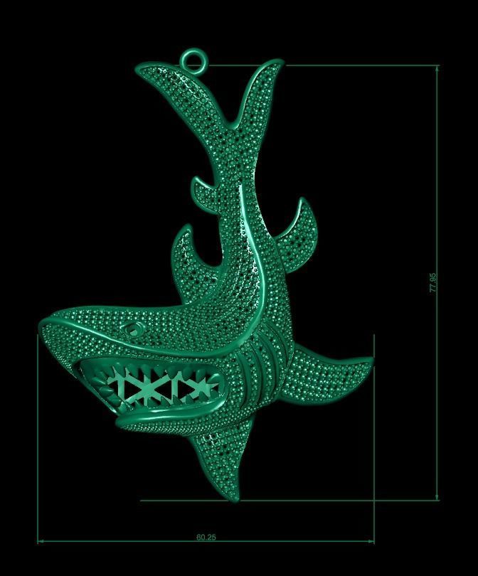 new design pendant shark 003 3D print model_3