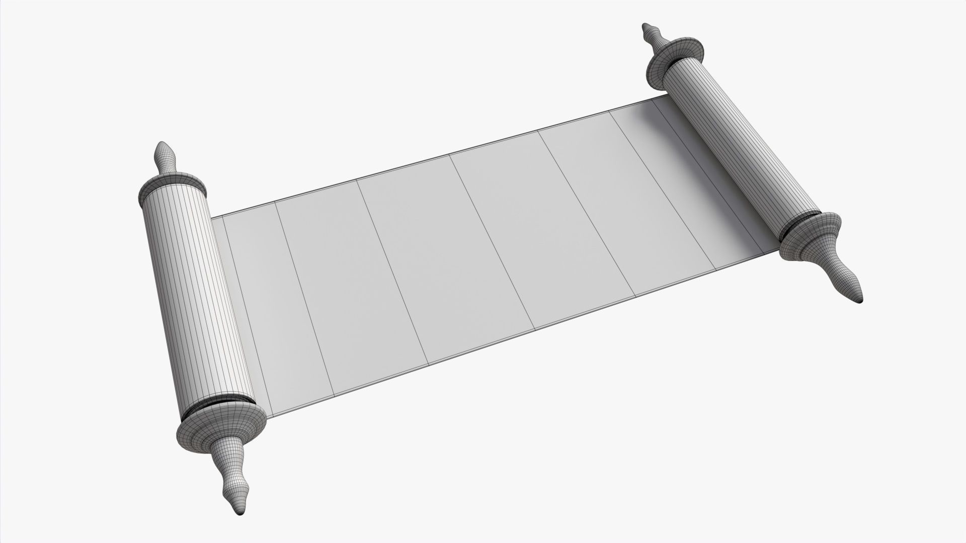 Ancient Scroll With Metal Rods clean 02 3D model_6