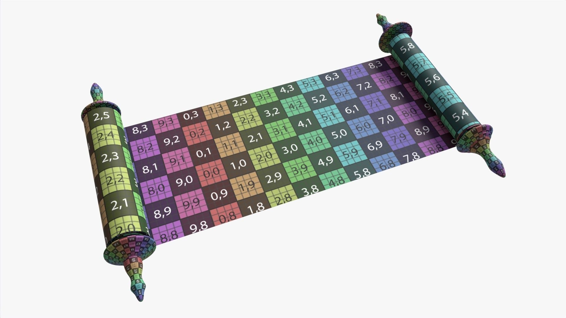 Ancient Scroll With Metal Rods clean 02 3D model_7