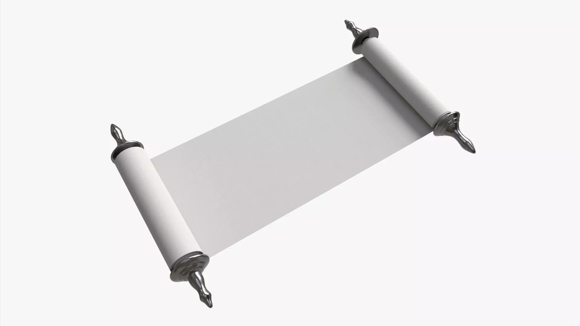 Ancient Scroll With Metal Rods clean 02 3D model_0