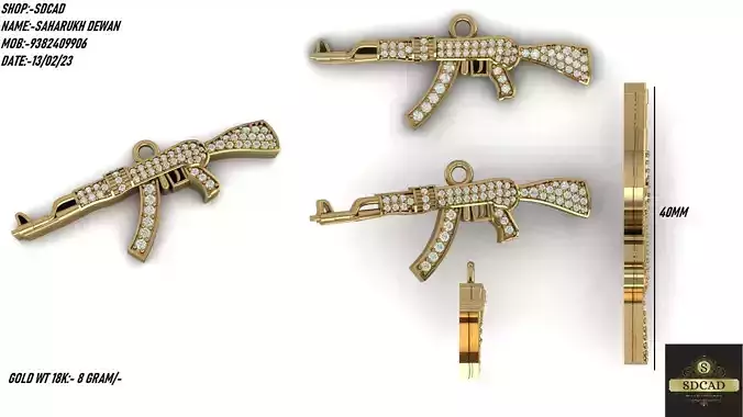 AK 47 PENDENT 3D model