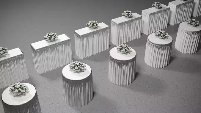 Low Poly Wedding Table with Flowers