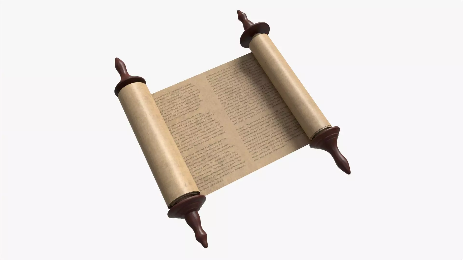 Ancient Scroll With Wooden Rods Old text 01 3D model_0